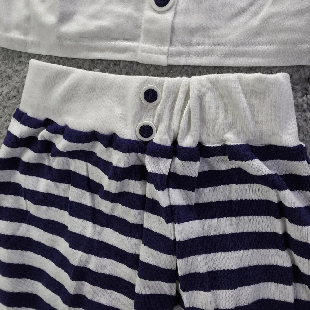 Vintage Buster Brown Kids Sailor Set White Blue Striped 2pc Outfit Size 6 USA